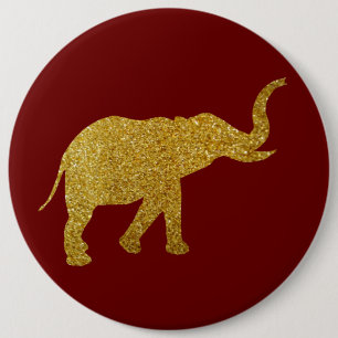 Golden Trumping Elephant Button