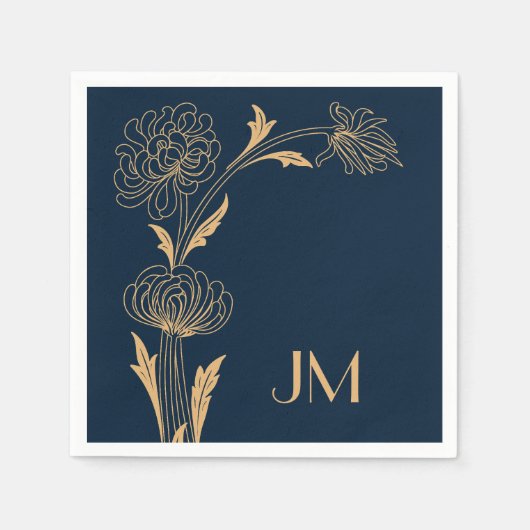 Golden Tulip Art Deco Blume Serviette (Vorderseite)