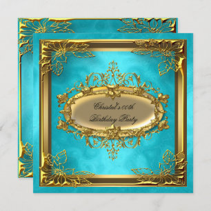 Golden Turquoise Elite Elegante Geburtstagsparty Einladung