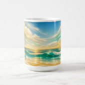 Golden Turquoise Ocean Waves Sunset Kaffeetasse (Mittel)