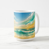 Golden Turquoise Ocean Waves Sunset Kaffeetasse (VorderseiteRechts)