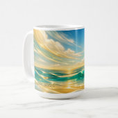 Golden Turquoise Ocean Waves Sunset Kaffeetasse (Vorderseite Links)