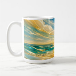 Golden Turquoise Ocean Waves Sunset Kaffeetasse