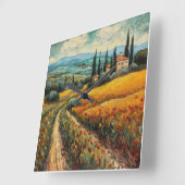 Golden Tuscany Dreams Quadratische Wanduhr (Winkel)