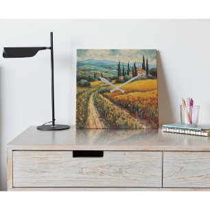 Golden Tuscany Dreams Quadratische Wanduhr