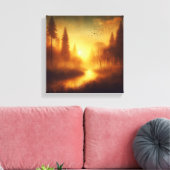 Golden Twilight River Through Dreamy Forest Leinwanddruck (Insitu (Wohnzimmer))