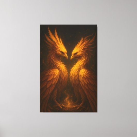 Golden Twin Phoenix • Luxury Fine Art Canvas Leinwanddruck (Vorderseite)