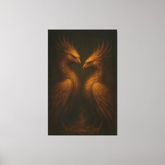 Golden Twin Phoenix • Luxury Fine Art Canvas Leinwanddruck (Vorderseite)