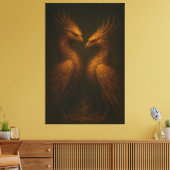 Golden Twin Phoenix • Luxury Fine Art Canvas Leinwanddruck (Insitu (Wohnzimmer))