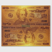 Golden U.S. 20 Dollar Bill Reflection Geschenkpapier (Flach)