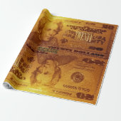Golden U.S. 20 Dollar Bill Reflection Geschenkpapier (Ungerollt)