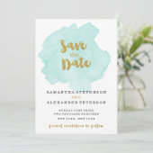 Golden und Aquamarin Blush Save the Date (Stehend Vorderseite)