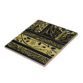 Golden und Black Art Deco Geometrische Streifen Fliese (Seite)