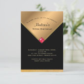Golden und Black Birthday Einladung (Stehend Vorderseite)