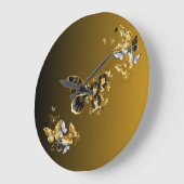 Golden und Black Butterfly Kunstschmiede Goldene E Große Wanduhr (Winkel)