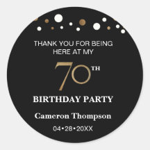 Golden und Black Confetti 70. Geburtstagsparty