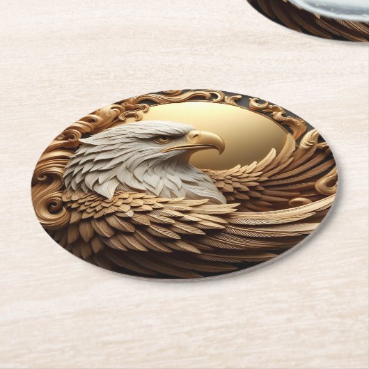 Golden und Black Eagle Runder Pappuntersetzer (Angewinkelt)