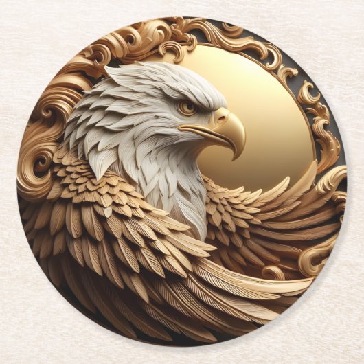 Golden und Black Eagle Runder Pappuntersetzer (Vorderseite)