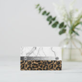 Golden und Black Glitzer Leopard Visitenkarte (Stehend Vorderseite)