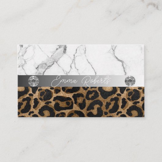 Golden und Black Glitzer Leopard Visitenkarte (Vorderseite)