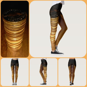 Golden und Black Stack Gold Coins Glam Leggings