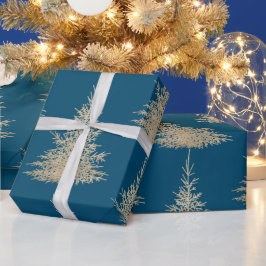 Golden und blau immergrün eleganter Winter Geschenkpapier