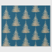 Golden und blau immergrün eleganter Winter Geschenkpapier (Flach)