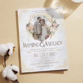 Golden und Blume Elegante Hochzeit Einladung