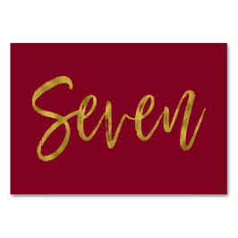 Golden und Burgund Elegante Tischnummer