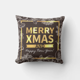 Golden und Chalk Frohe Weihnachten Glück Neues Jah Kissen