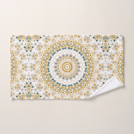 Golden und Green Geometric Mandala Pattern Badhandtuch Set (Handtuch)