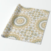 Golden und Green Geometric Mandala Pattern Geschenkpapier (Ungerollt)