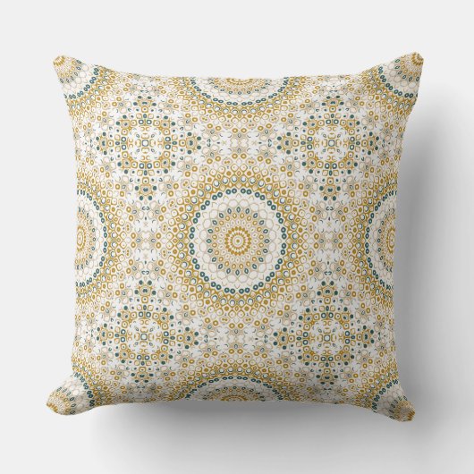 Golden und Green Geometric Mandala Pattern Kissen (Vorderseite)