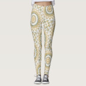 Golden und Green Geometric Mandala Pattern Leggings (Vorderseite)