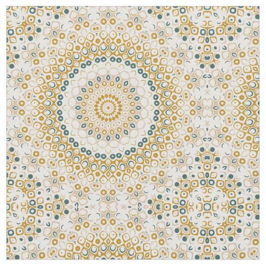 Golden und Green Geometric Mandala Pattern Stoff (Nahaufnahme)