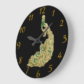 Golden und grüne Pfauenpfaue Kirche Santa Maria de Große Wanduhr (Winkel)