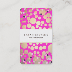 Golden und Hot Pink Confetti Schönheitssalon Visitenkarte