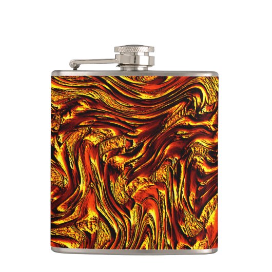 Golden und koral oder lebhafte rote Textur Flachmann (Vorderseite)