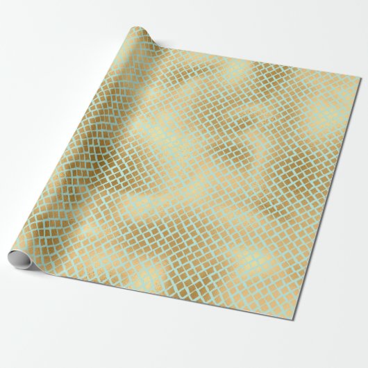 Golden und Mint Snakeskin Geschenkpapier (Ungerollt)