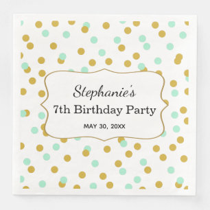 Golden und Minze Green Confetti Geburtstagsparty Serviette