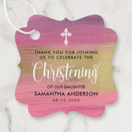 Golden und Pink Abstrakt Girl Christening Vielen D Geschenkanhänger