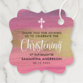 Golden und Pink Abstrakt Girl Christening Vielen D Geschenkanhänger (Rückseite)