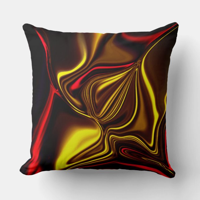 Golden und rot gebogene Striche mit dunklen Teilen Kissen (Vorderseite)