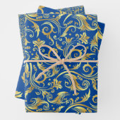 Golden und Royal Blue Scroll Geschenkpapier Set (Beispiel)