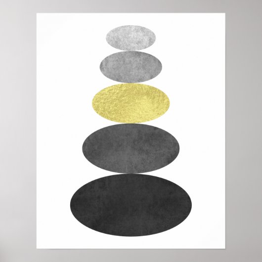 Golden und Schwarz-Zen-Kies-Kunstdrucke Modernes M Poster (Vorne)