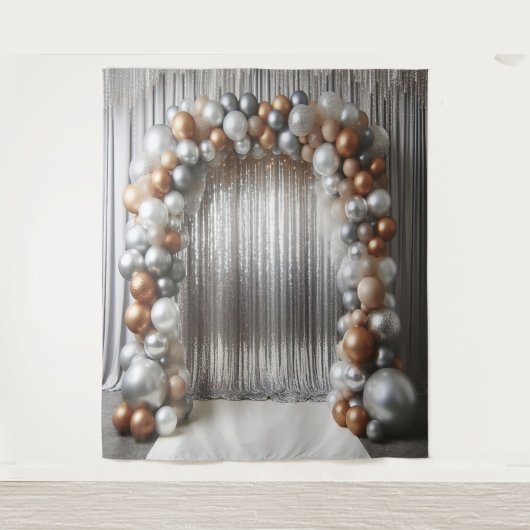 Golden und Silver Balloon Arch Hanging Wandteppich (Vorderseite)