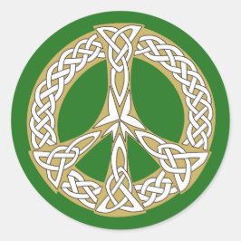 Golden und White Celtic Peace Sign Runder Aufkleber