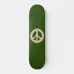 Golden und White Celtic Peace Sign Skateboard