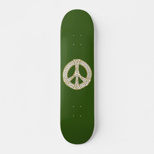 Golden und White Celtic Peace Sign Skateboard (Vorne)