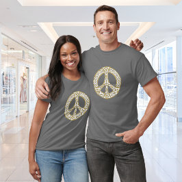 Golden und White Celtic Peace Sign T-Shirt